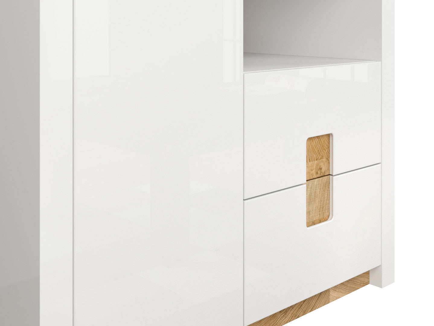 Alameda Wardrobe 102×201cm – White High Gloss & Westminster Oak | LED Lighting & Soft-Close