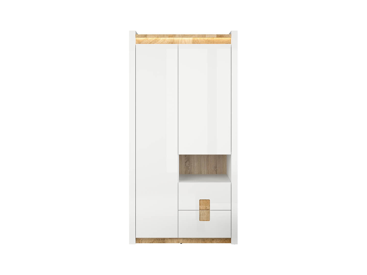 Alameda Wardrobe 102×201cm – White High Gloss & Westminster Oak | LED Lighting & Soft-Close