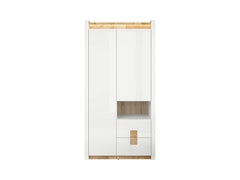 Alameda Wardrobe 102×201cm – White High Gloss & Westminster Oak | LED Lighting & Soft-Close