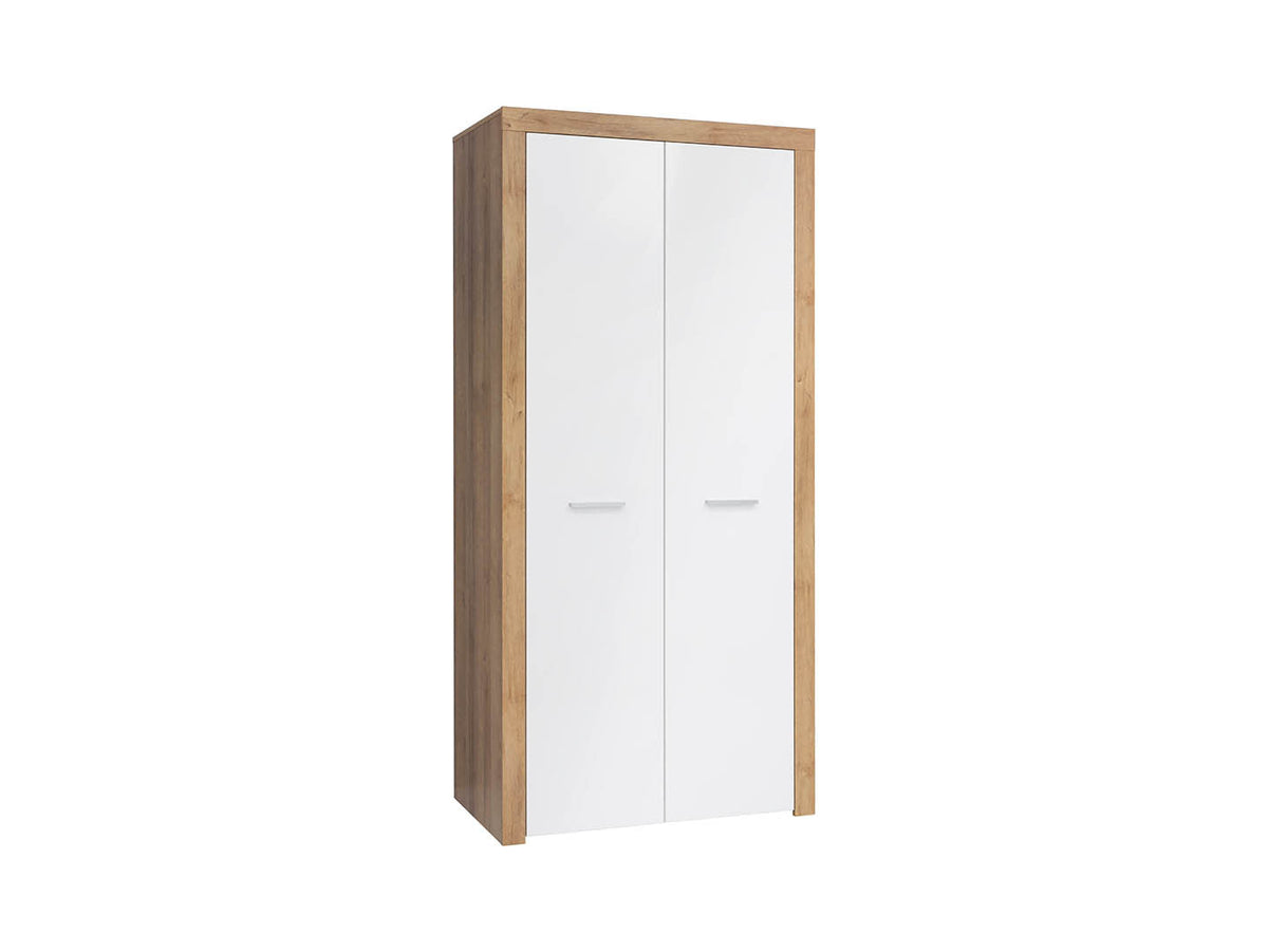 Balder 2-Door Wardrobe | Riviera Oak / White Gloss | 90×192 cm