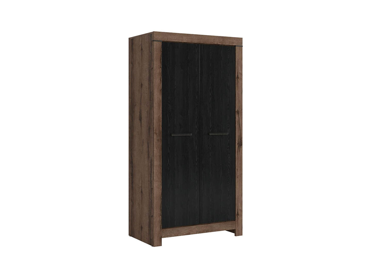 Balin 2-Door Wardrobe 98x195 – Monastery Oak & Black Oak