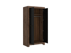 Balin 2-Door Wardrobe 98x195 – Monastery Oak & Black Oak