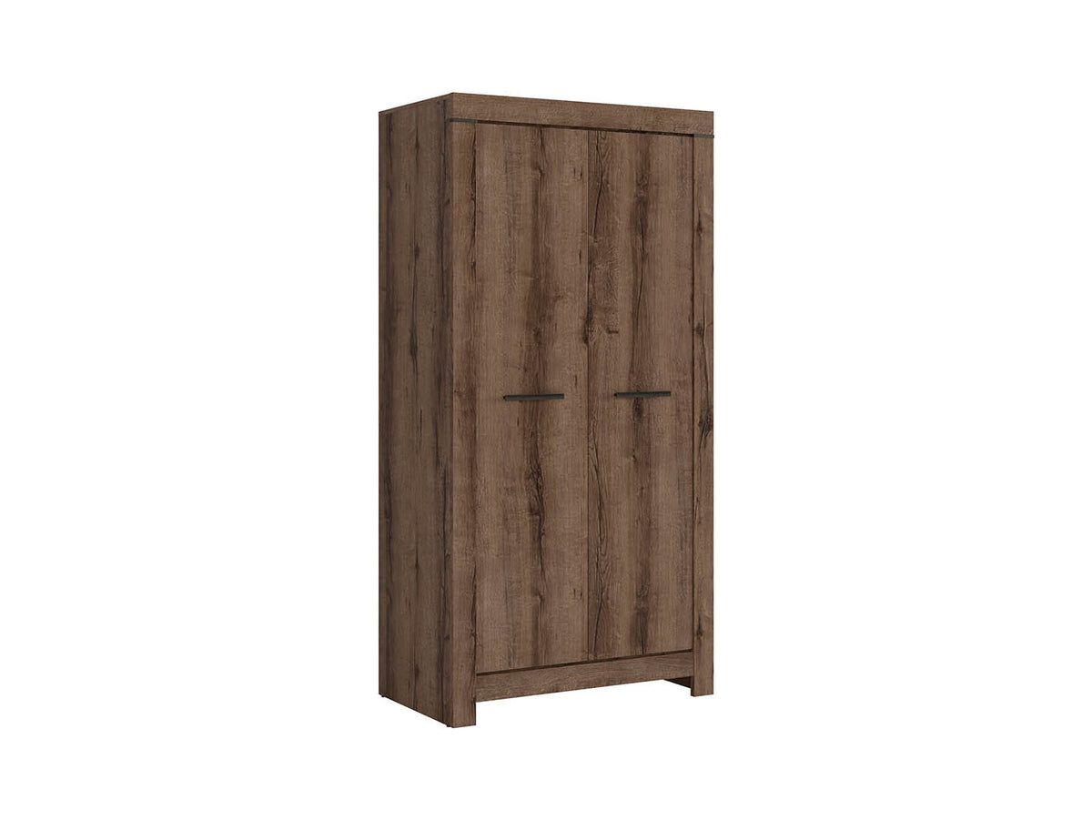 Balin 2-Door Wardrobe 98x195 cm – Monastery Oak, Hanging Rail, Soft-Close Hinges