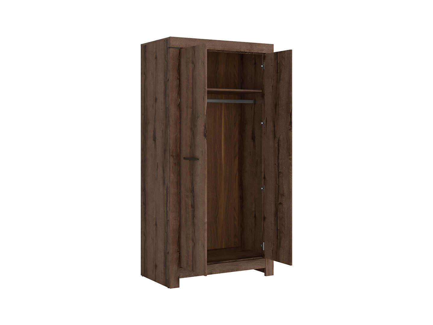 Balin 2-Door Wardrobe 98x195 cm – Monastery Oak, Hanging Rail, Soft-Close Hinges