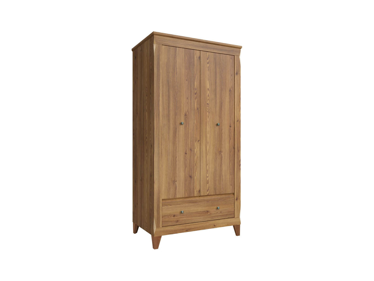 Bergen 2-Door Wardrobe – Golden Sibiu Larch, 102 cm