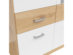 Brando 2 Wardrobe 91×199cm – Artisan Oak & White | Mirror, Hanging Rail & 4 Drawers