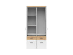 Brando 2 Wardrobe 91×199cm – Artisan Oak & White | Mirror, Hanging Rail & 4 Drawers