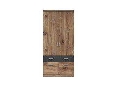Brando 2 Wardrobe – Dark Flagstaff Oak & Graphite, 91 cm