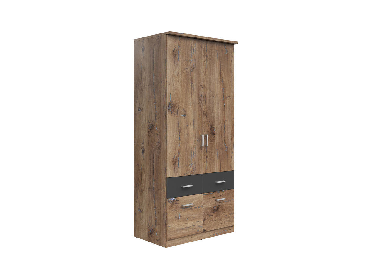 Brando 2 Wardrobe – Dark Flagstaff Oak & Graphite, 91 cm