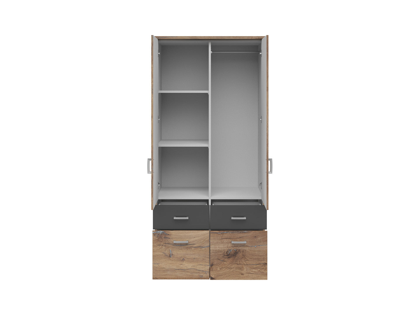 Brando 2 Wardrobe – Dark Flagstaff Oak & Graphite, 91 cm