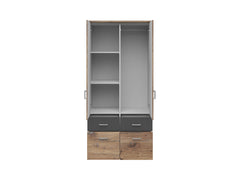 Brando 2 Wardrobe – Dark Flagstaff Oak & Graphite, 91 cm