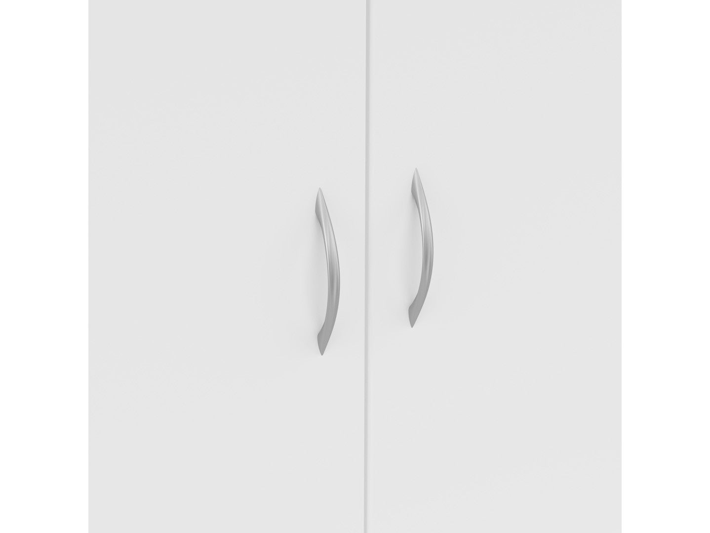 Casao 2-Door Wardrobe 91cm — Hanging Rail, Shelving Section, 2 Drawers & Grey Handles, White