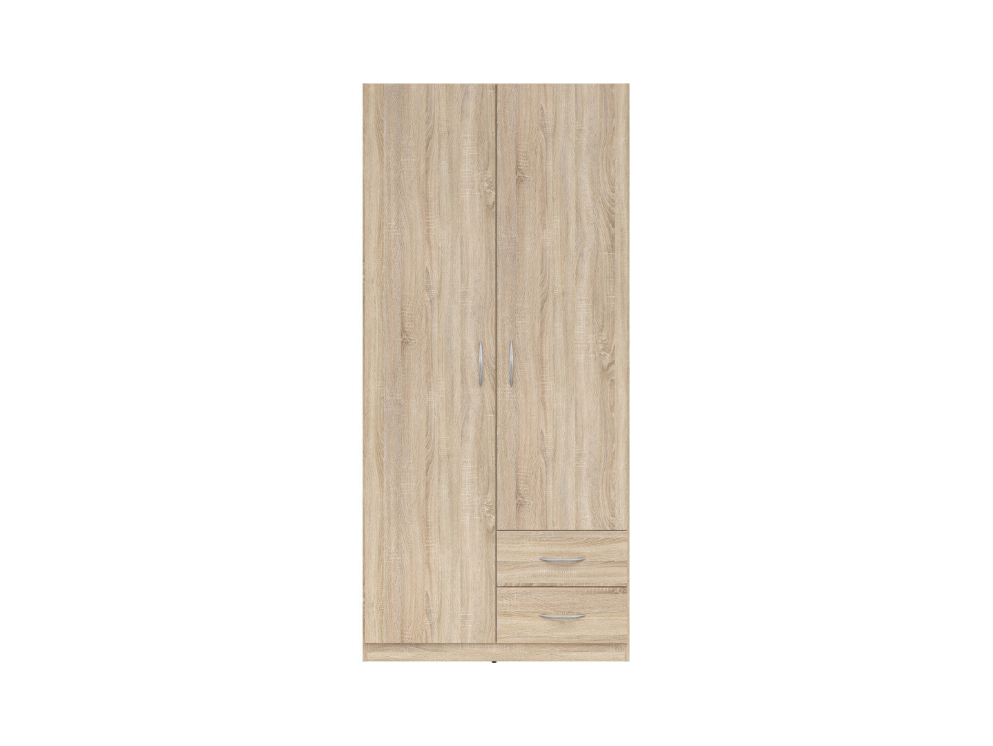 Casao Wardrobe 2-Door with 2 Drawers – Sonoma Oak | Compact Bedroom Wardrobe