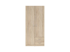 Casao Wardrobe 2-Door with 2 Drawers – Sonoma Oak | Compact Bedroom Wardrobe
