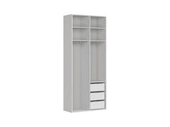 Flex Wardrobe 100 cm – White, 2 Rails, 3 Drawers & 4 Shelves