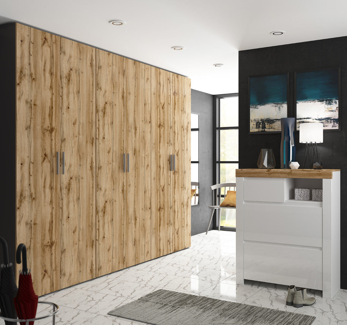 Flex 2-Door Wardrobe 100x240 cm – Graphite / Artisan Oak