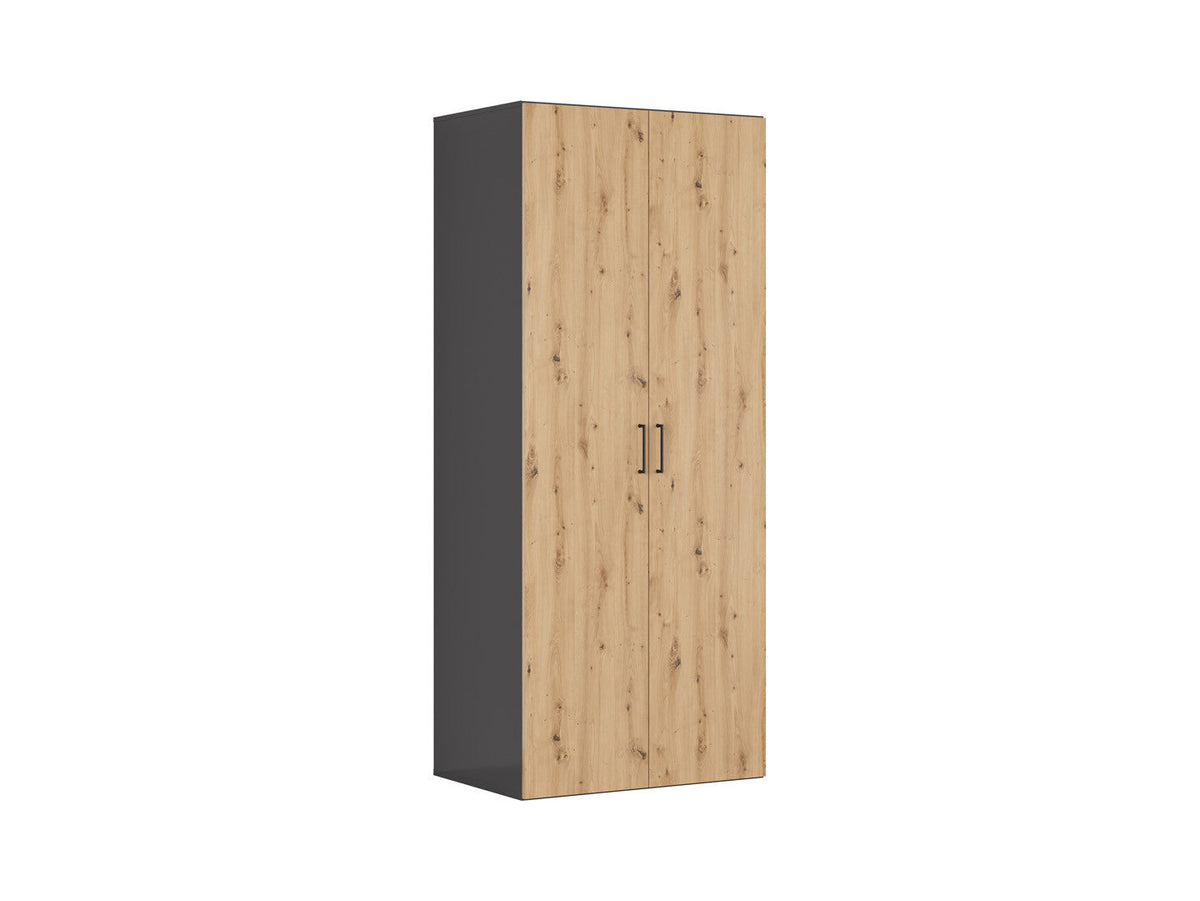 Flex 2-Door Wardrobe 100x240 cm – Graphite / Artisan Oak