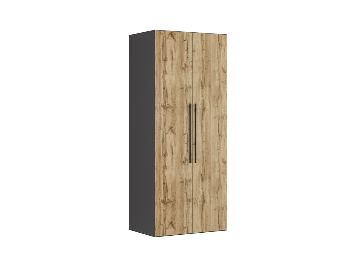 Flex 2-Door Wardrobe 100 cm – Graphite & Wotan Oak, 10-Year Warranty