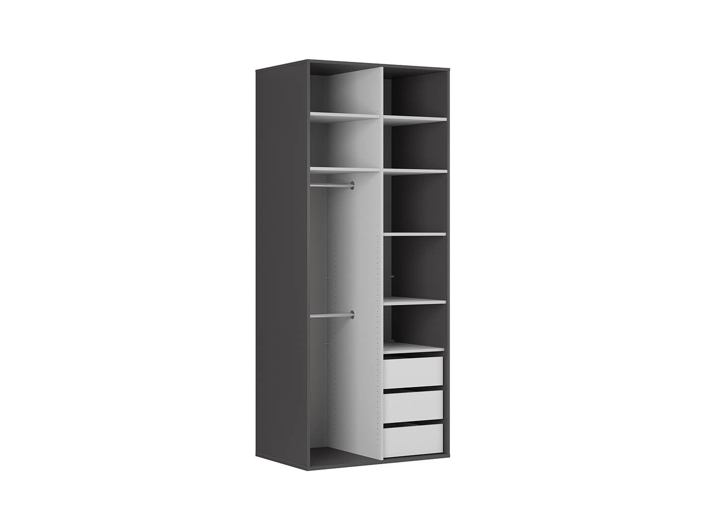 Flex 2-Door Wardrobe 100 cm – Graphite & Wotan Oak, 10-Year Warranty