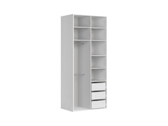 Flex 2-Door Wardrobe 100×240 cm – 2 Hanging Rails, 3 Full-Extension Drawers, Shelves | White & Cashmere