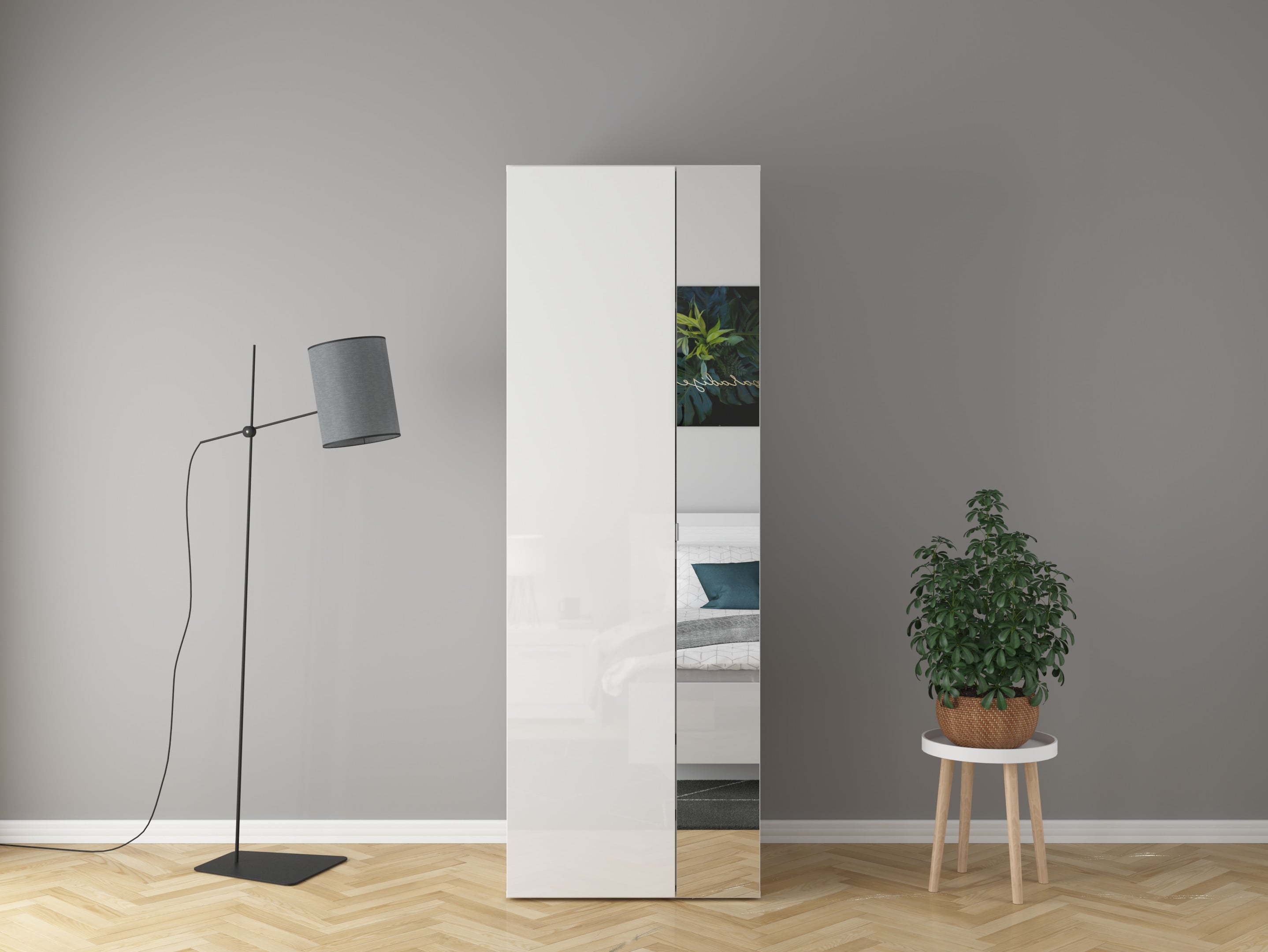 Flex Compact Wardrobe 75 cm – White & Mirror, 3 Drawers, 10-Year Warranty