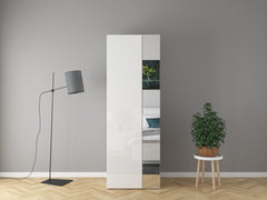 Flex Compact Wardrobe 75 cm – White & Mirror, 3 Drawers, 10-Year Warranty