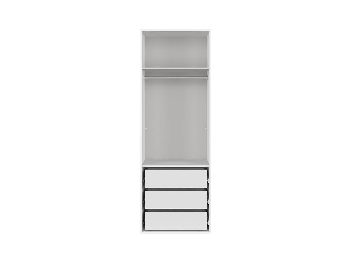 Flex Compact Wardrobe 75 cm – White & Mirror, 3 Drawers, 10-Year Warranty