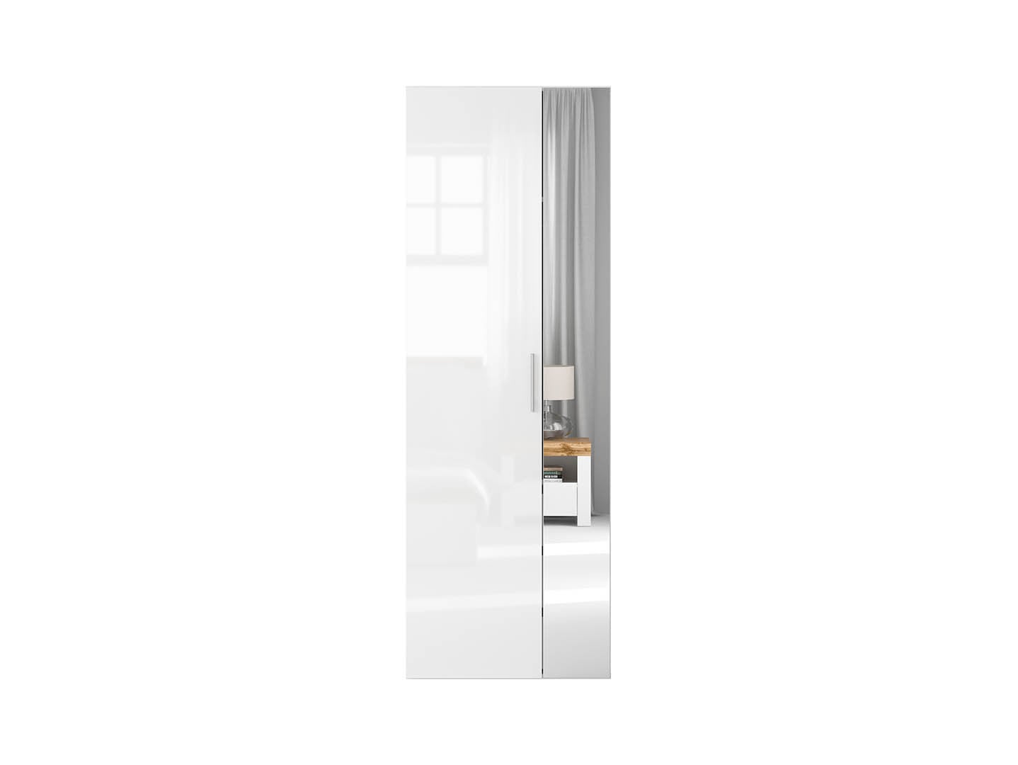 Flex Compact Wardrobe 75 cm – White & Mirror, 3 Drawers, 10-Year Warranty