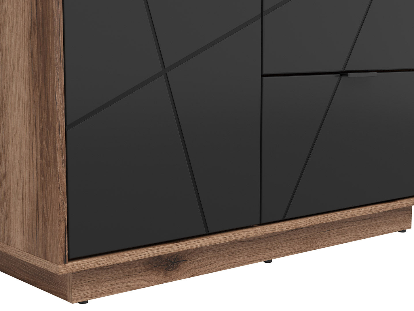 Forn Wardrobe 94×200cm – Dark Delano Oak & Black Matt | 2 Hanging Rails, 4 Shelves & 2 Drawers