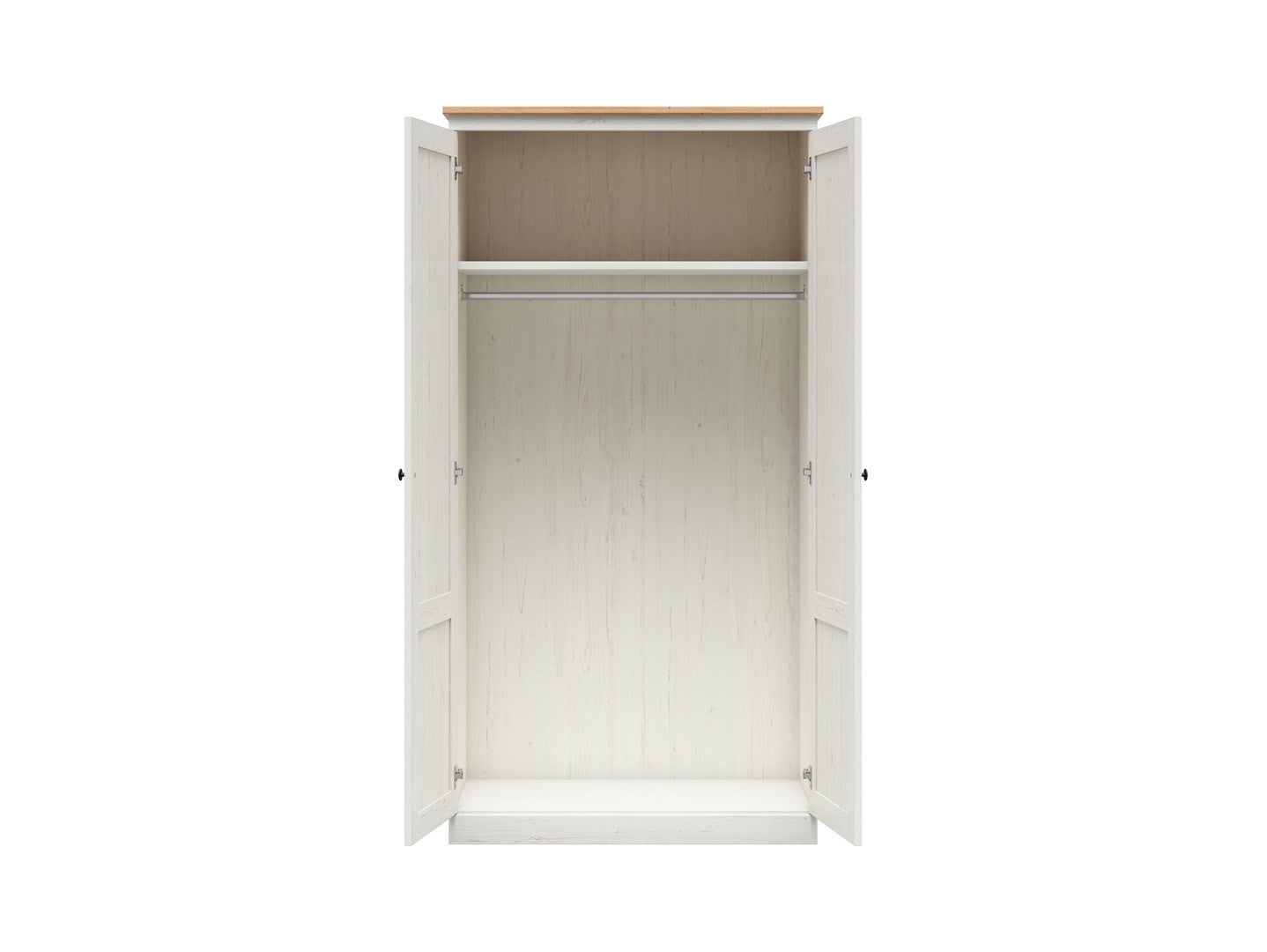 Frija 4-Door Wardrobe with Mirror 103 cm – Andersen Pine White & Artisan Oak, 2 Hanging Rails, Central Shelves
