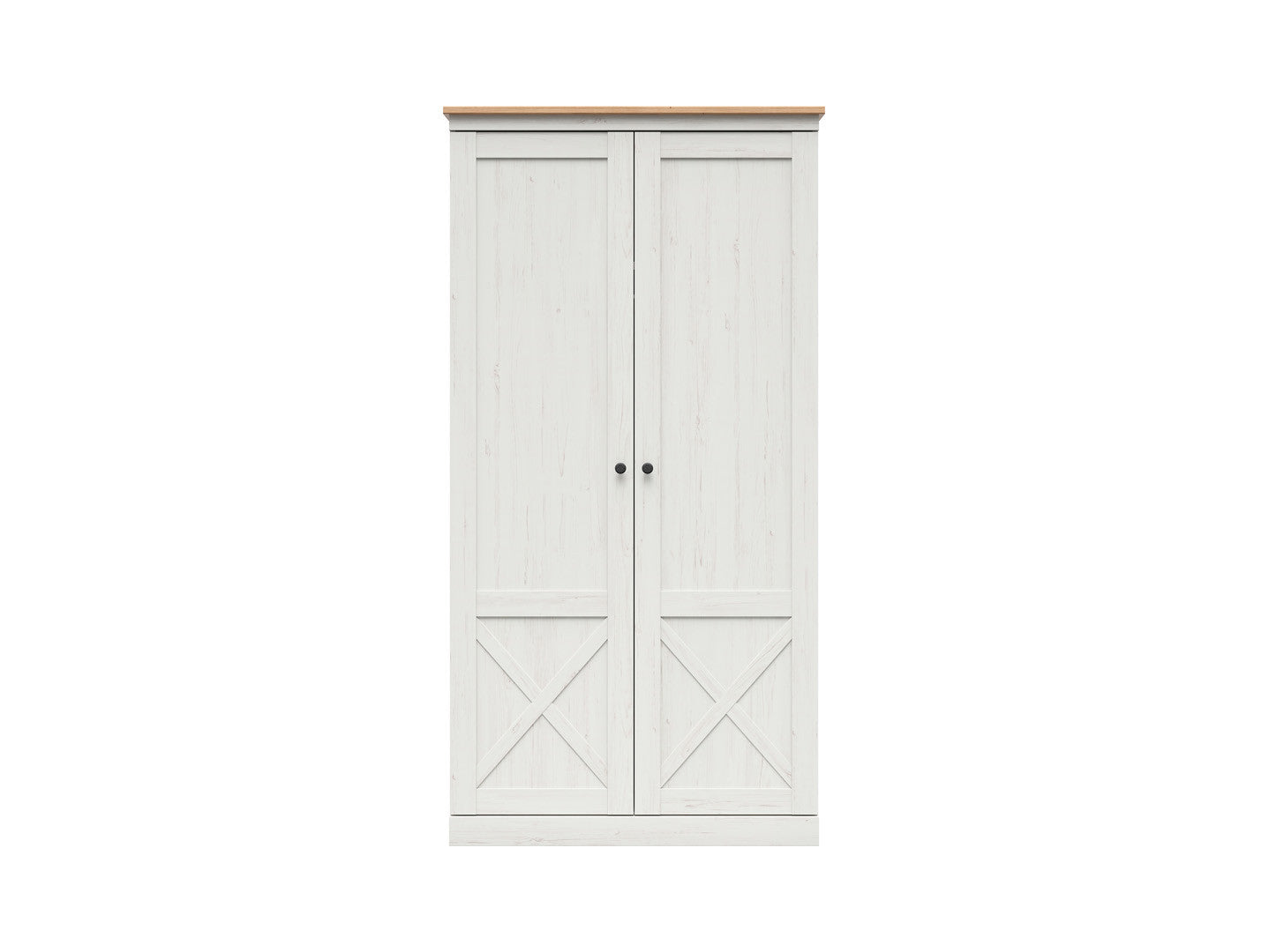 Frija 4-Door Wardrobe with Mirror 103 cm – Andersen Pine White & Artisan Oak, 2 Hanging Rails, Central Shelves