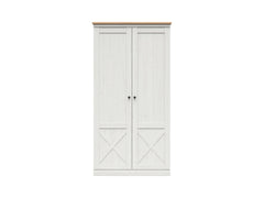 Frija 4-Door Wardrobe with Mirror 103 cm – Andersen Pine White & Artisan Oak, 2 Hanging Rails, Central Shelves