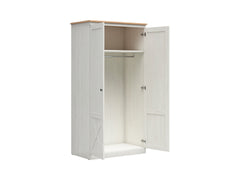 Frija 4-Door Wardrobe with Mirror 103 cm – Andersen Pine White & Artisan Oak, 2 Hanging Rails, Central Shelves