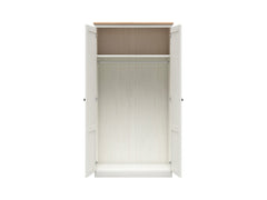 Frija 4-Door Wardrobe with Mirror 103 cm – Andersen Pine White & Artisan Oak, 2 Hanging Rails, Central Shelves