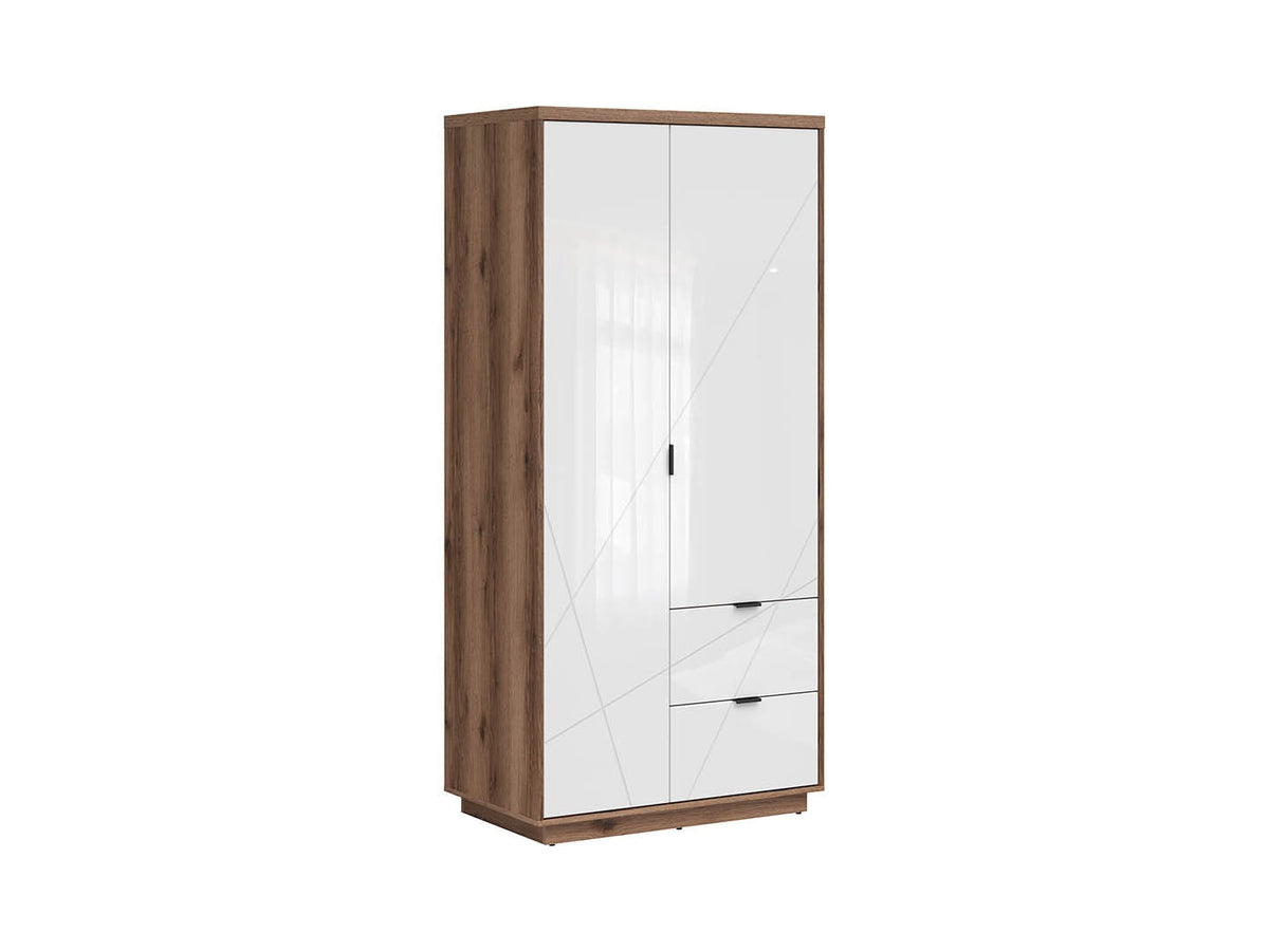 Forn Wardrobe – Dark Delano Oak & White Gloss, 94 cm