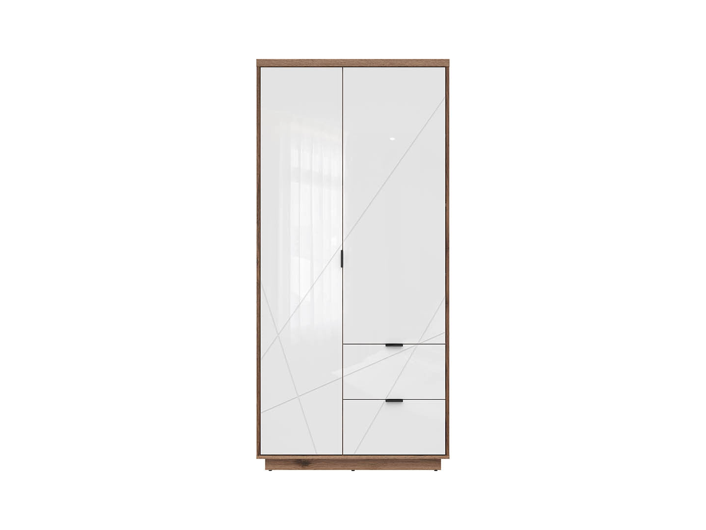 Forn Wardrobe – Dark Delano Oak & White Gloss, 94 cm