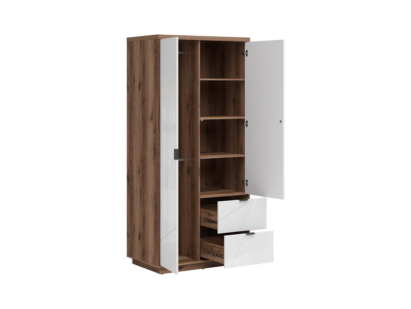 Forn Wardrobe – Dark Delano Oak & White Gloss, 94 cm