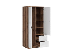 Forn Wardrobe – Dark Delano Oak & White Gloss, 94 cm