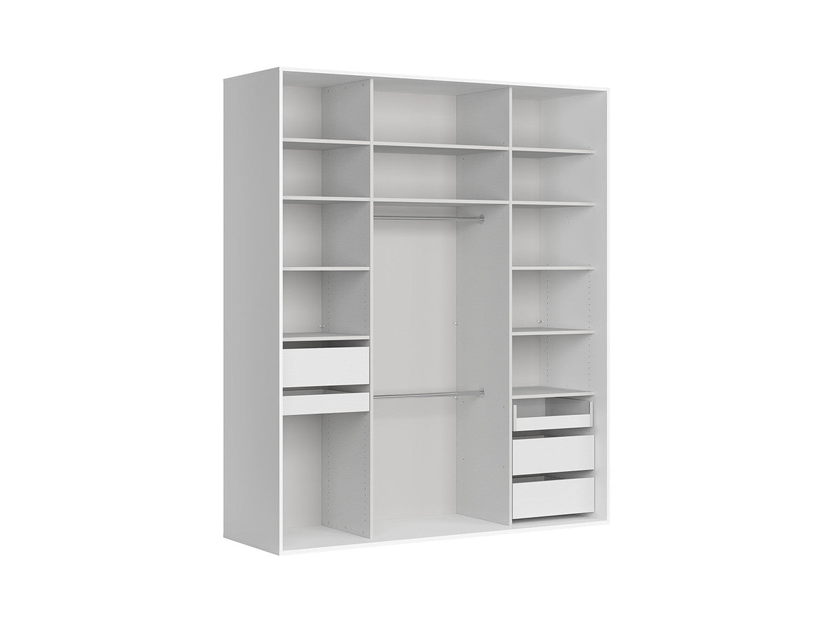 Flex Open Wardrobe 200 — 11 Shelves, 4 Drawers & 2 Rails | White