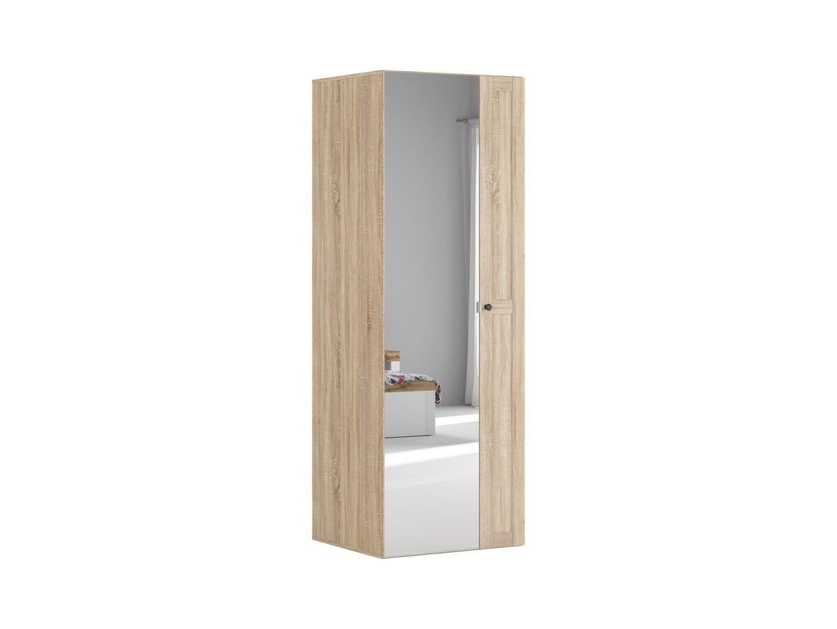 Flex Narrow Wardrobe 75cm – Sonoma Oak & Mirror Front with Drawers
