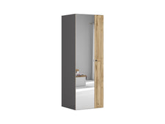 Flex Wardrobe 75cm | Graphite & Wotan Oak Mirror Fronts | Hanging Rail, Shelves & 3 Drawers | 75x218cm
