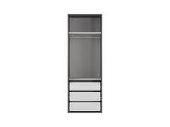 Flex Wardrobe 75cm | Graphite & Wotan Oak Mirror Fronts | Hanging Rail, Shelves & 3 Drawers | 75x218cm