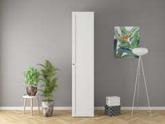 Flex Narrow Tower Wardrobe 50 cm – White, 3 Soft-Close Drawers, Hanging Rail, 10-Year Warranty
