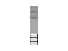 Flex Narrow Tower Wardrobe 50 cm – White, 3 Soft-Close Drawers, Hanging Rail, 10-Year Warranty