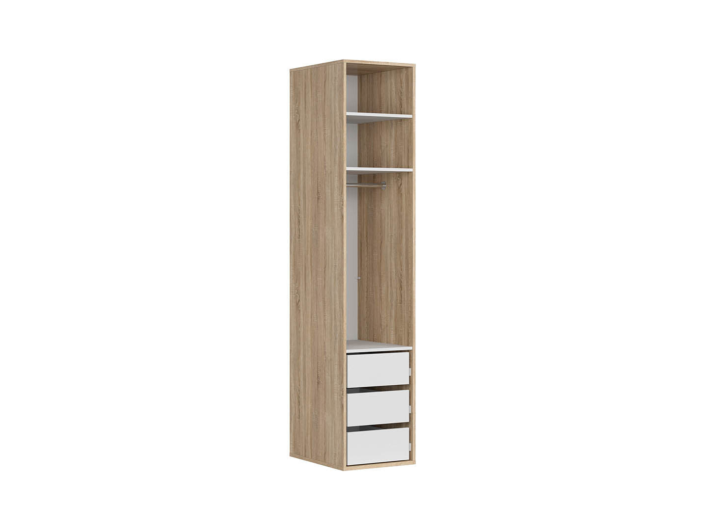 Flex Wardrobe 50 cm – Sonoma Oak | 1 Door, 3 Drawers & Hanging Rail | 10-Year Warranty