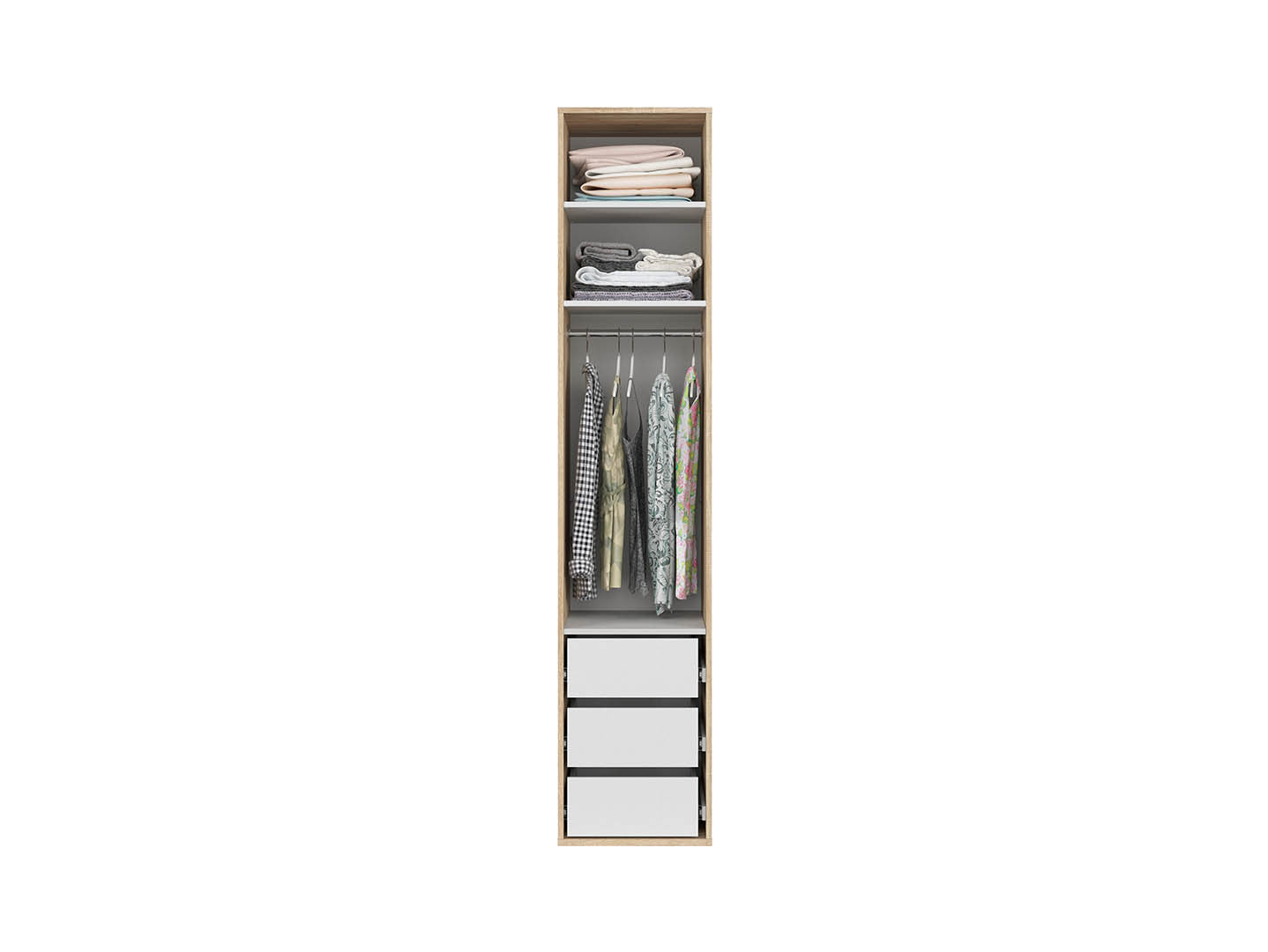 Flex Wardrobe 50 cm – Sonoma Oak | 1 Door, 3 Drawers & Hanging Rail | 10-Year Warranty