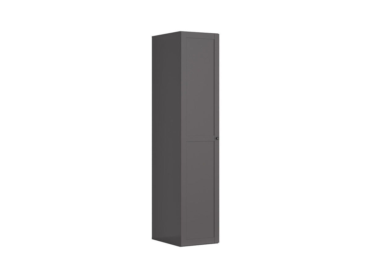 Flex Wardrobe 50 — Slim 1-Door with Hanging Rail & Shelves, Graphite