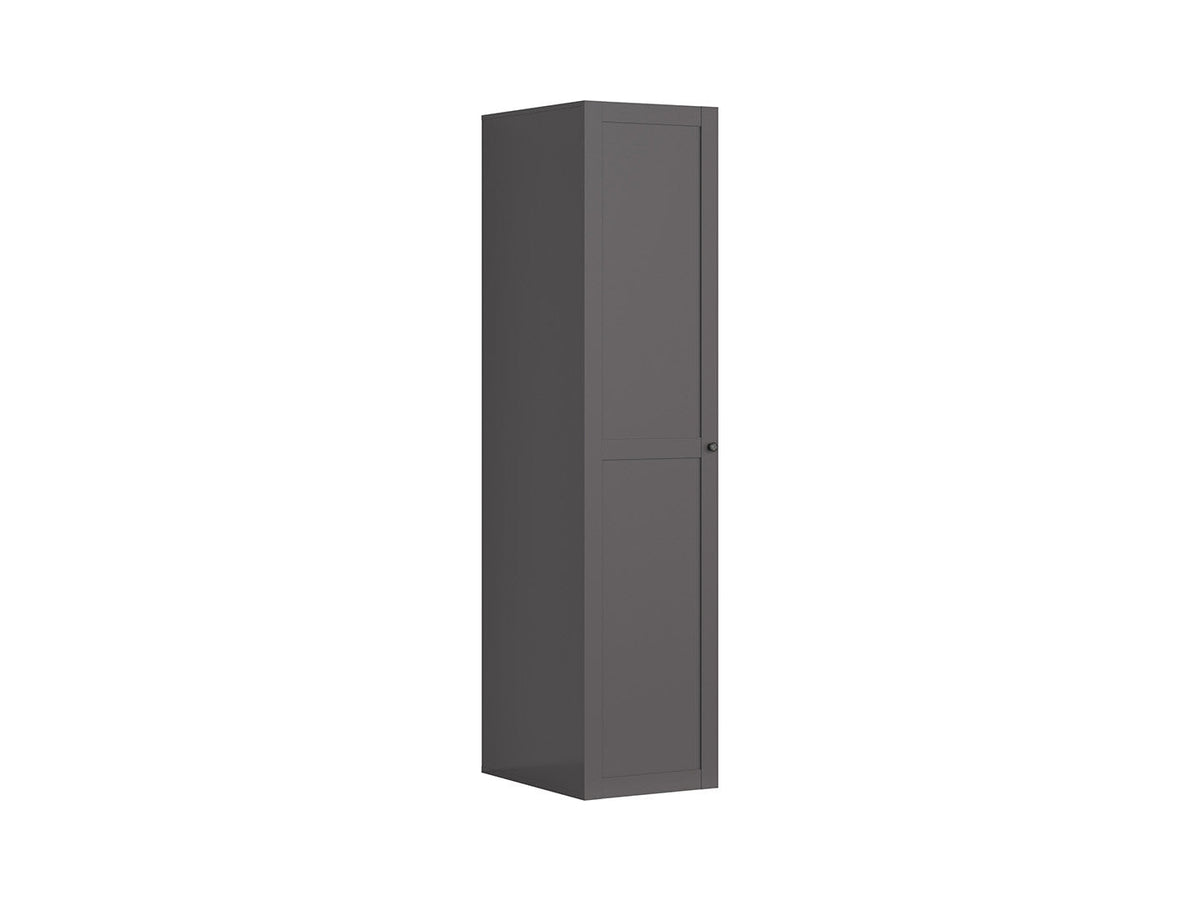 Flex Narrow Wardrobe 50 cm – 1-Door Column Wardrobe with Rail & Shelves | Graphite | 50×218×66 cm