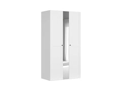 Flex Wardrobe Set of 2 – 125×240×66 cm, Mirror Panel, 6 Soft-Close Drawers & LED | White & Grey