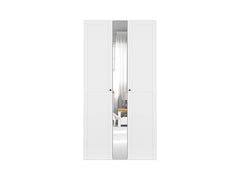 Flex Wardrobe Set of 2 – 125×240×66 cm, Mirror Panel, 6 Soft-Close Drawers & LED | White & Grey